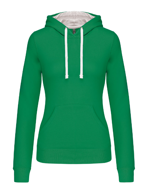 K465 - Sweat-shirt capuche contrastée femme