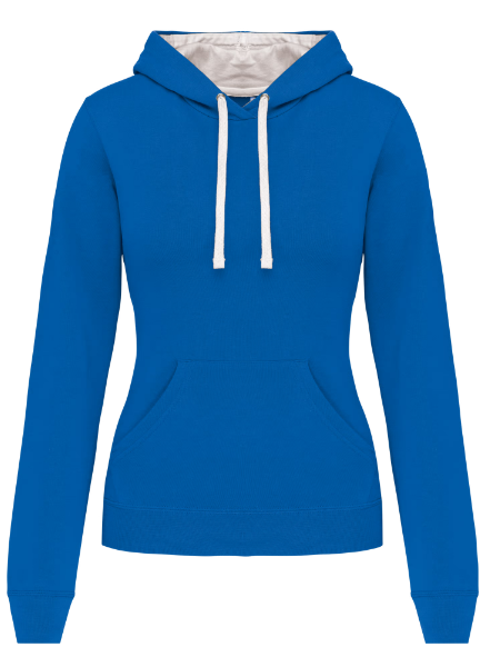 K465 - Sweat-shirt capuche contrastée femme