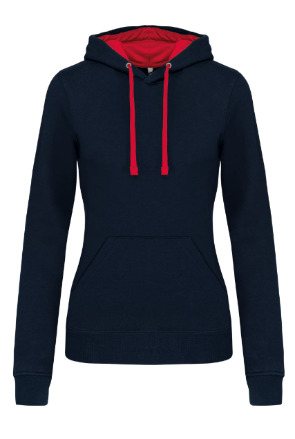 K465 - Sweat-shirt capuche contrastée femme