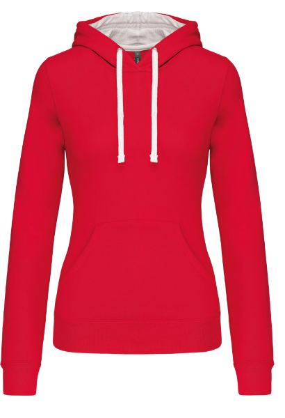 K465 - Sweat-shirt capuche contrastée femme