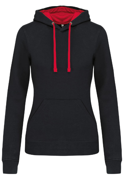 K465 - Sweat-shirt capuche contrastée femme