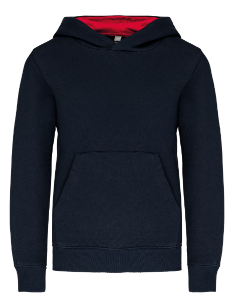 K453 - Sweat-shirt capuche contrastée enfant