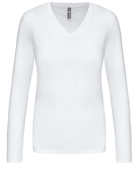 K382 - T-shirt col V manches longues femme